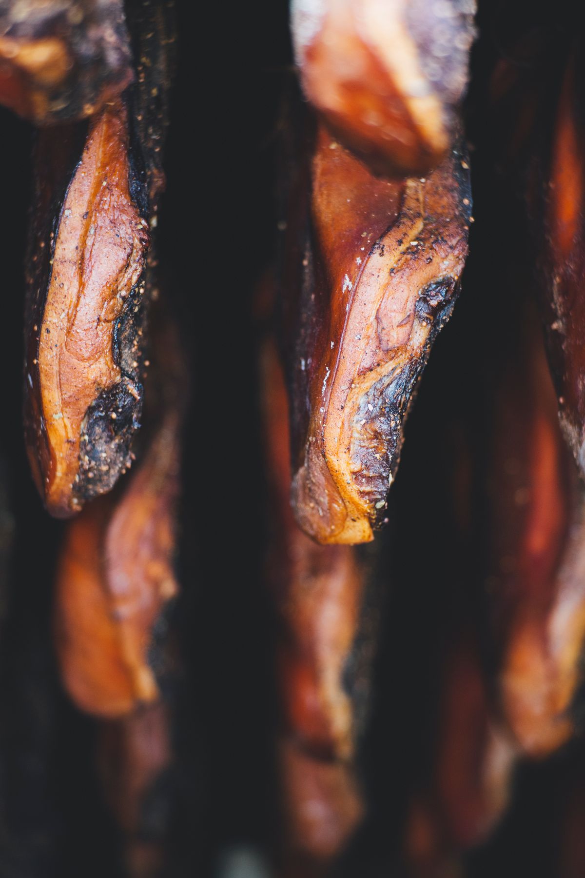 Meat hanging to air-dry on the rack